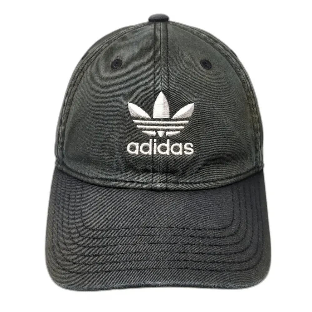 Adidas Baseball Cap Green One Size Trefoil Logo Slideback Washed Cotton Hat